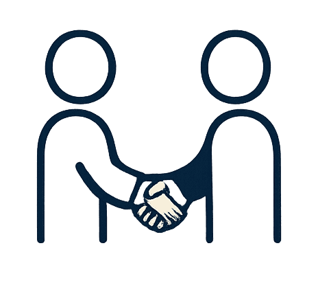 Handshake icon representing the show's friendly community of buyers and sellers